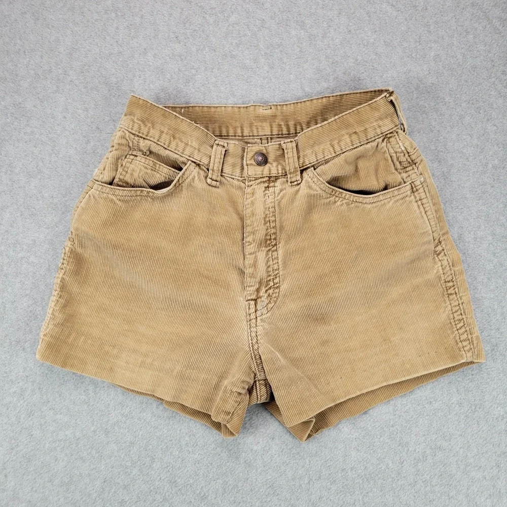 Levi's for Gals Corduroy Shorts Women 25 Tan 70s Big E Vintage Hemmed - Picture 1 of 12